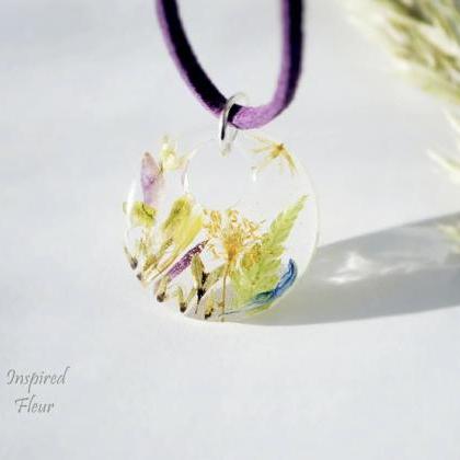 Pendant With Various Herbs Resin Necklace