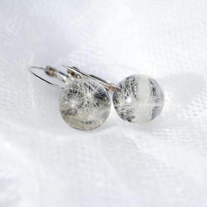 Dandelion Balls On Black Resin Earrings