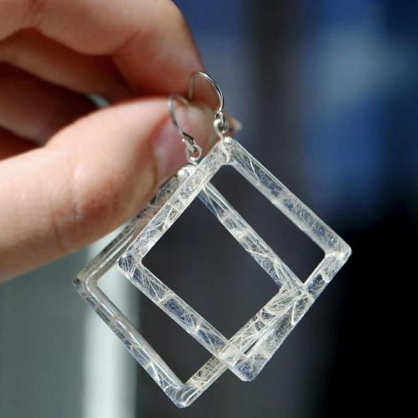 Lightweight diamond resin earrings